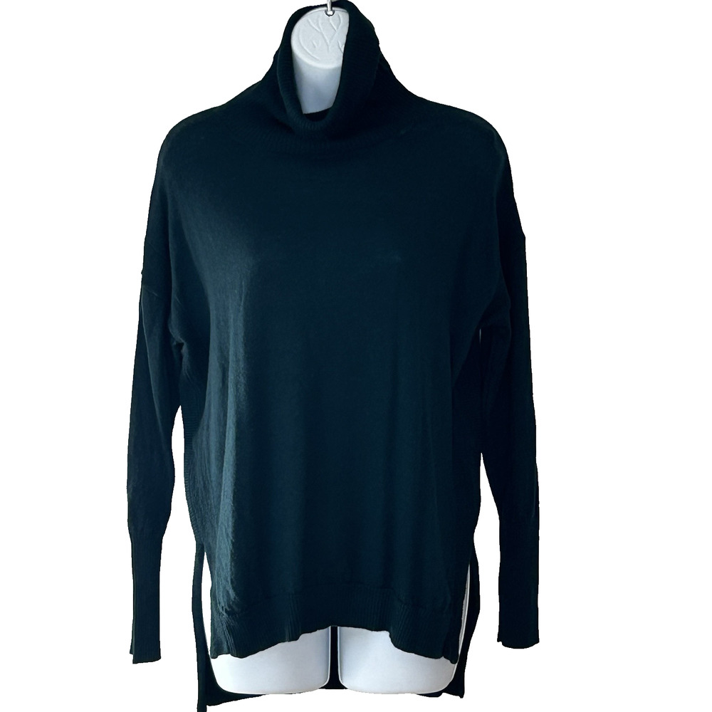 525 America Wool Sweater Size S Solid Green Cowlneck Dolman Tunic